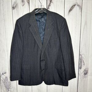 Hardwick Clothes Sport Coat Blazer Mens 44R Dark Gray Thin Striped USA